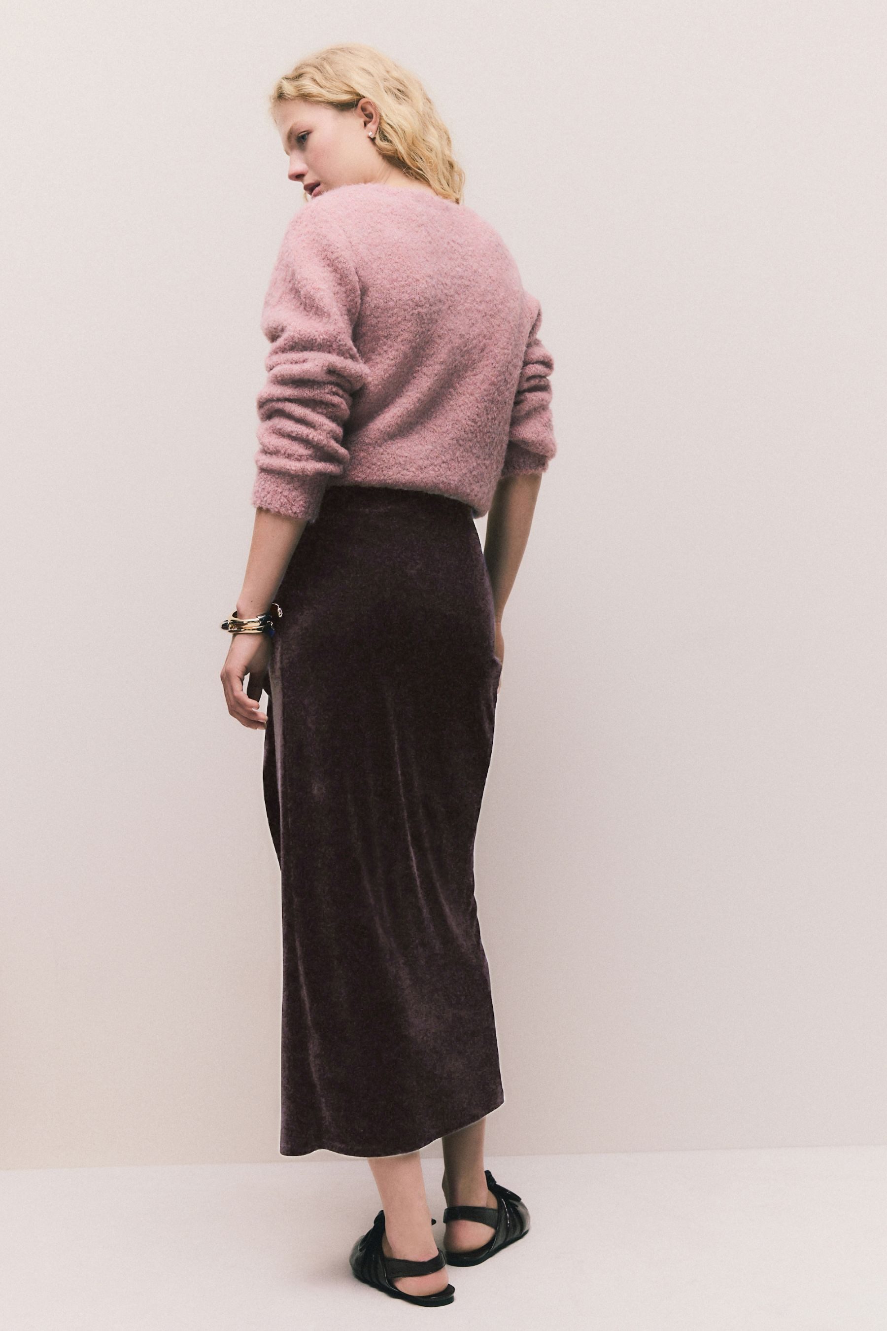 Next Midirock Samt-Midirock mit Drapierung (1-tlg) günstig online kaufen