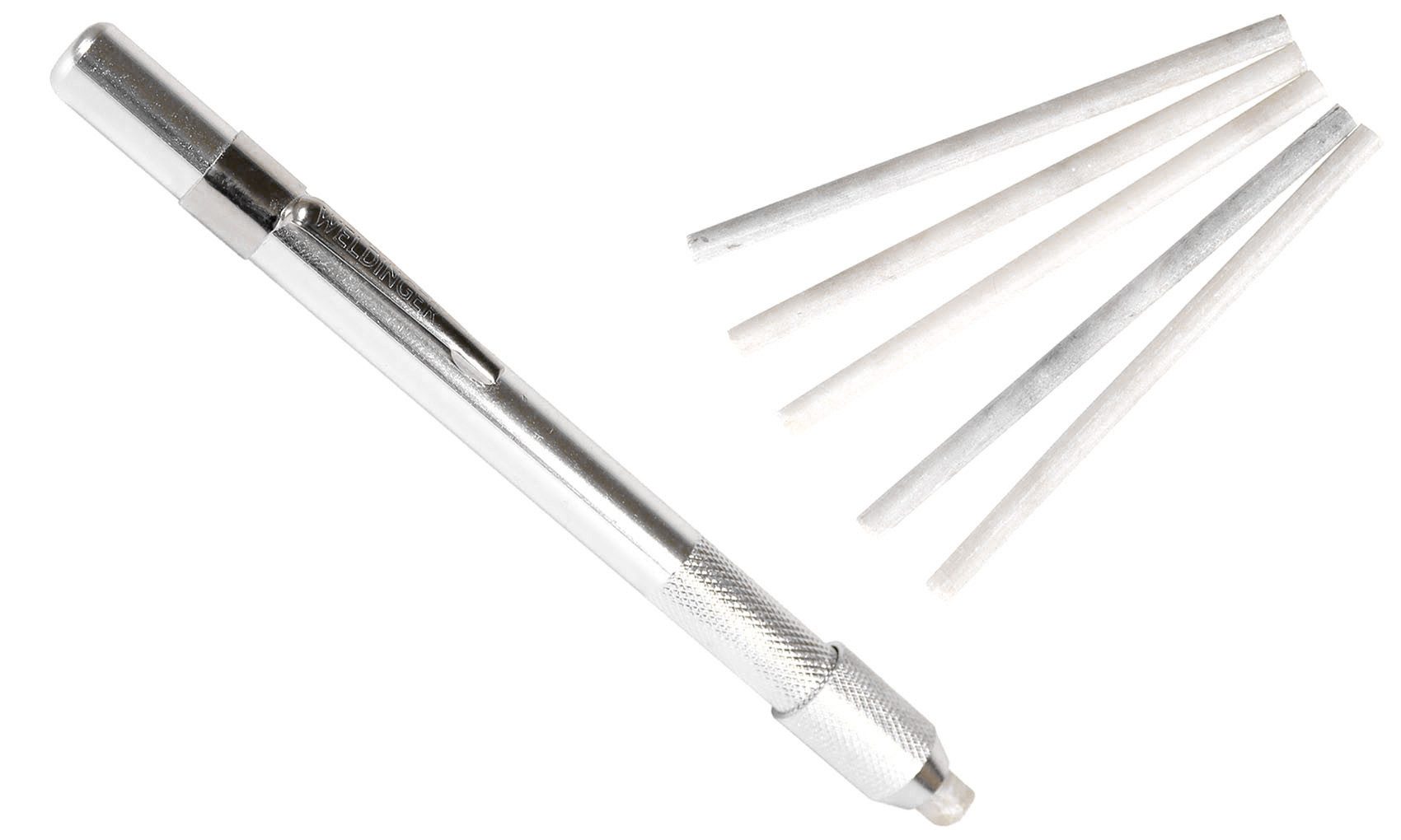 WELDINGER Kreidemarker Schweißerkreide rund 6,4 mm Metallhalter 5x Ersatzkreidestifte, wasserfest