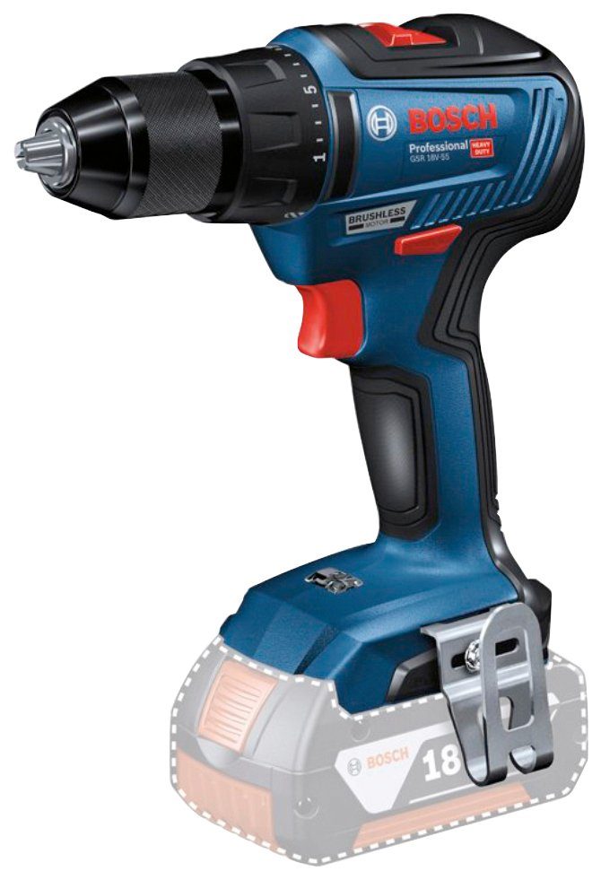 Bosch Professional Akku-Schrauber GSR 18V-55 Professional, bürstenloser Motor, ohne Akku und Ladegerät