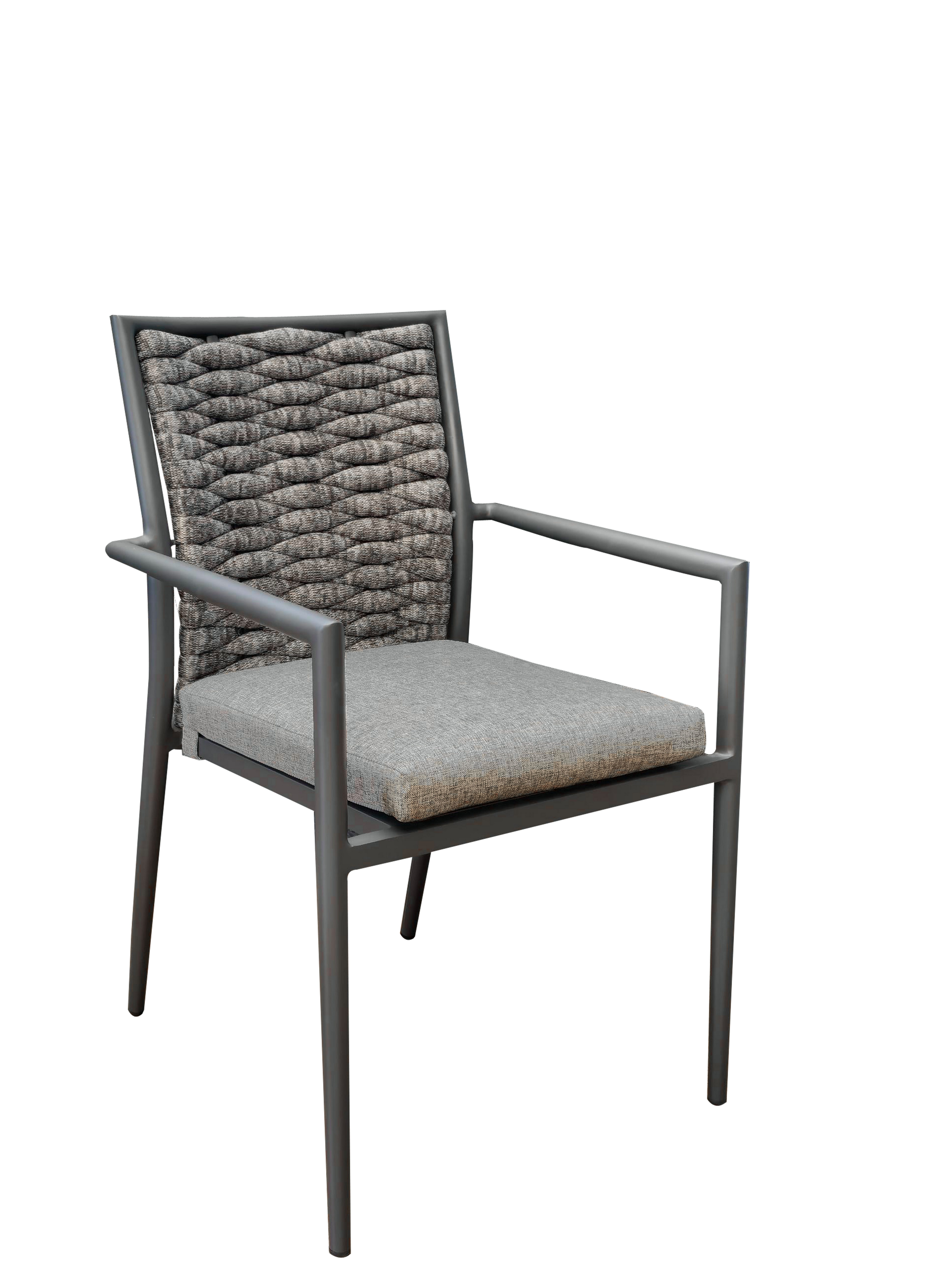 acamp Gartenstuhl Stapelstuhl 6er Set mit Sitzkissen & Rückenpolster Queens grau (Gartenmöbel Set), Stuhl, Loungestuhl, Stapelsessel, 55x58x85 cm