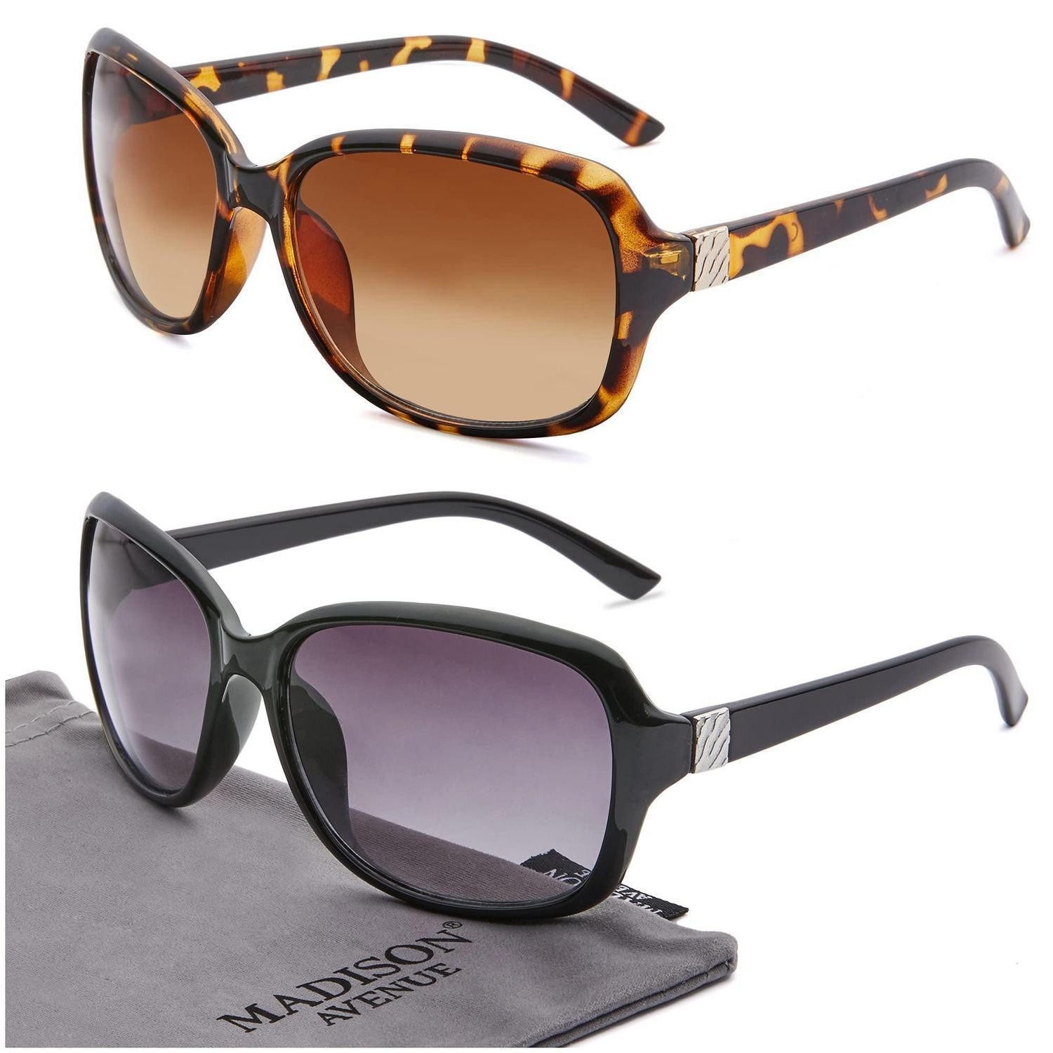 LuxusKollektion Retrosonnenbrille Sonnenbrille Damen 2-Pack Vintage UV400 Schwarz/Schildpatt