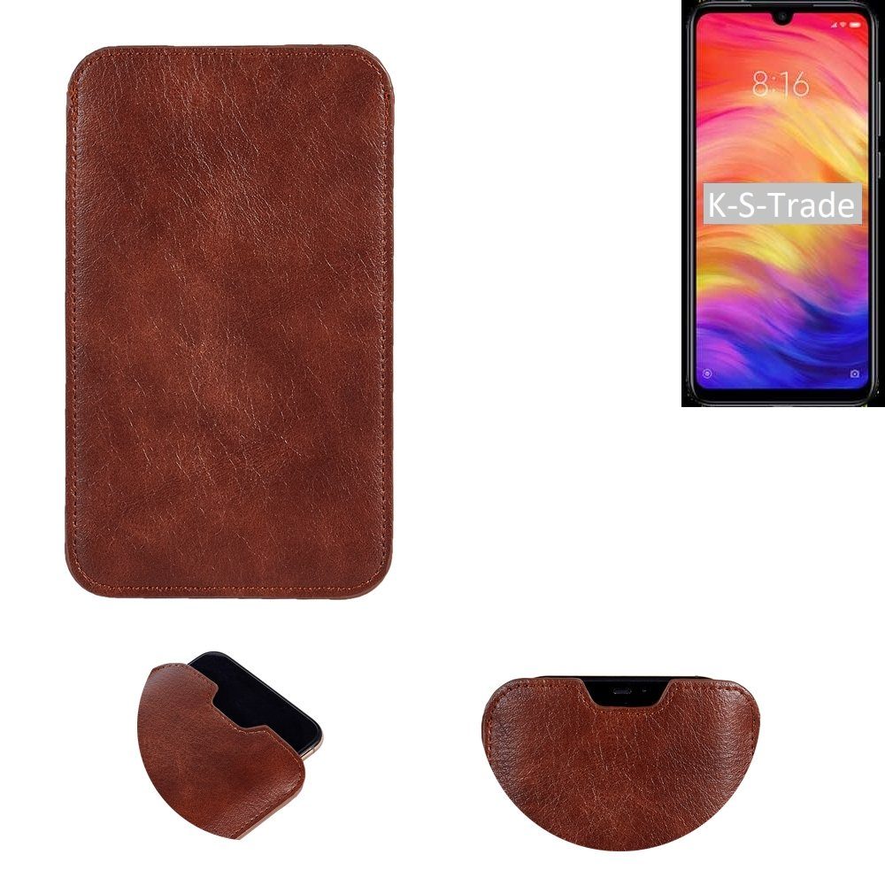 K-S-Trade Handyhülle für Xiaomi Redmi Note 7 Global, Schutzhülle Handyhülle Handytasche Kunstleder Sleeve in braun