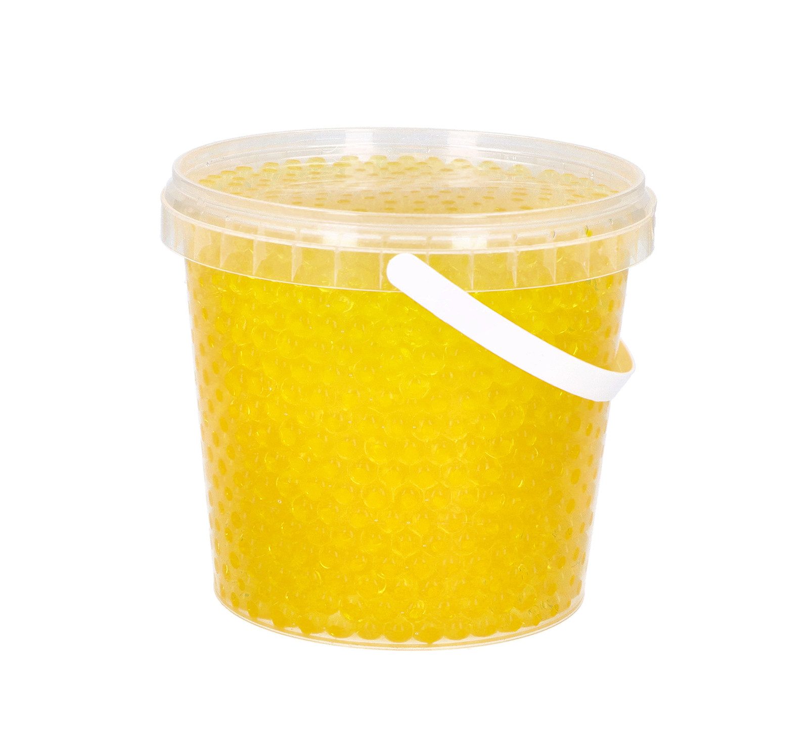 trendfinding Deko-Granulate 1 Liter Eimer Aqualinos Hydroperlen, Größe 0,8 bis 1,2 cm, Gelb-Orange
