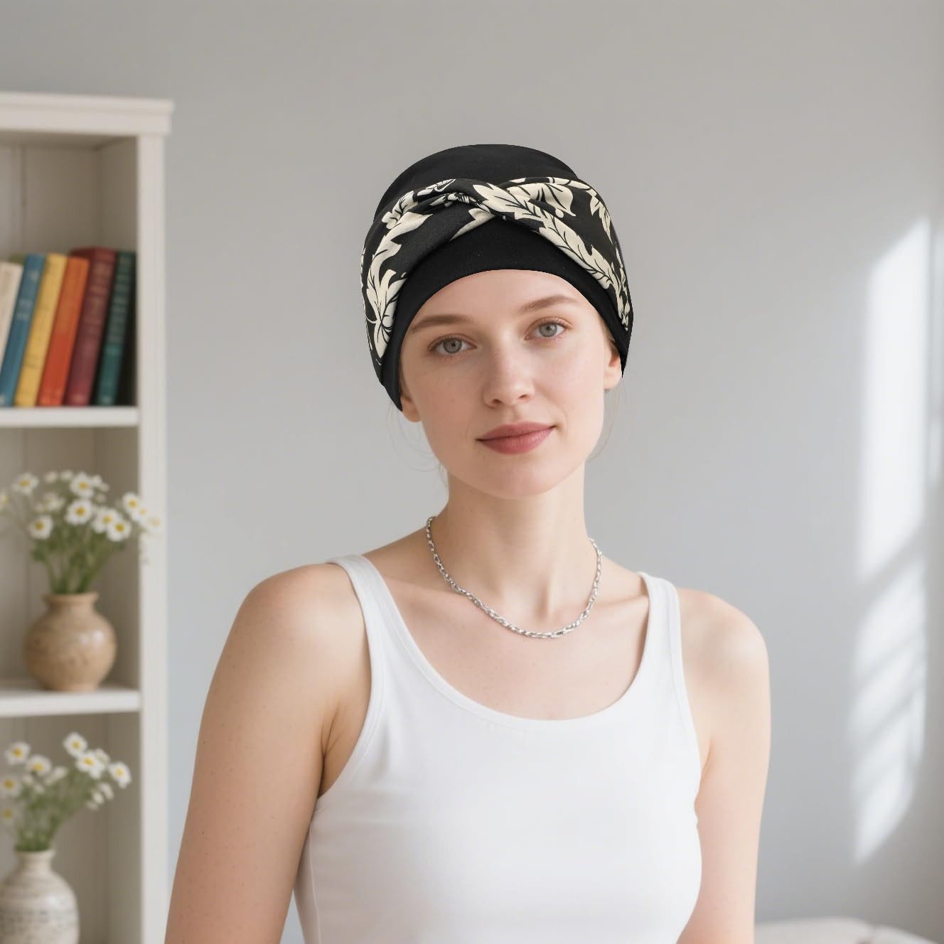 nsihing Turbanmütze Turbanmütze Damen, Boho Blumenmuster, Elastische Kopfbedeckung Weich, Atmungsaktiv & Bequem für Alltag und Freizeit – Bild 5 von 5