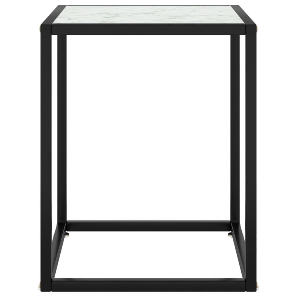 Couchtisch (1-St) Weiß | Glas cm Weißem vidaXL Weiß mit Schwarz Marmor-Optik 40x40x50 Couchtisch