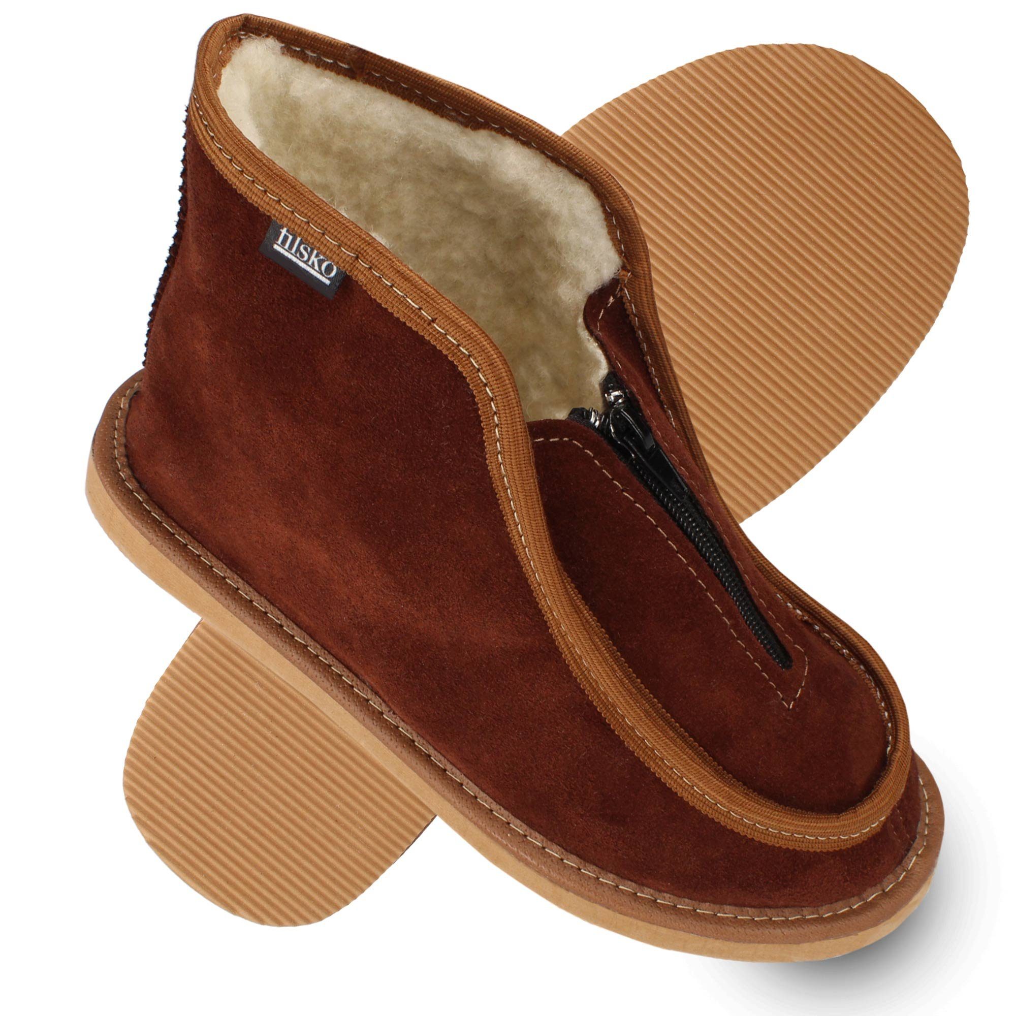 Skier Veloursleder Hüttenschuhe Hausschuhe Damen & Herren Hausschuh