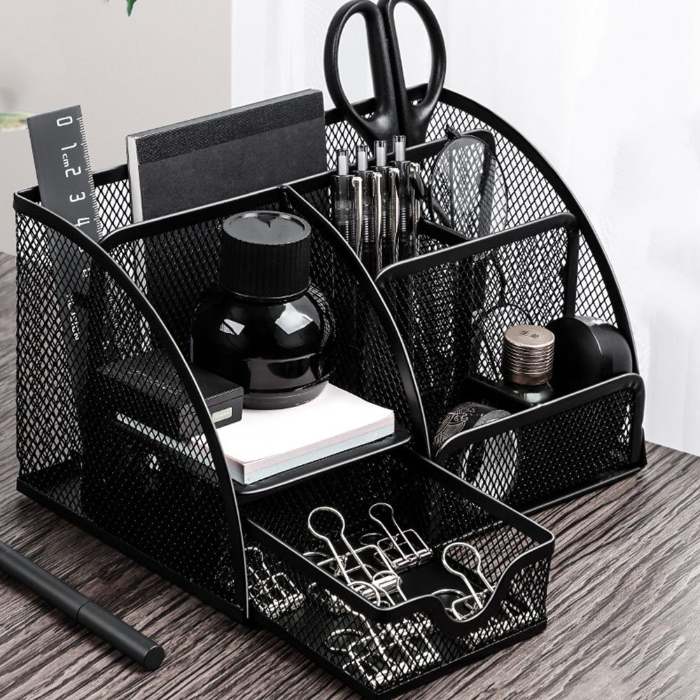 Organizer Regal-Schreibtisch Schreibtisch Mesh Metall Schwarz Organizer HIBNOPN Büro