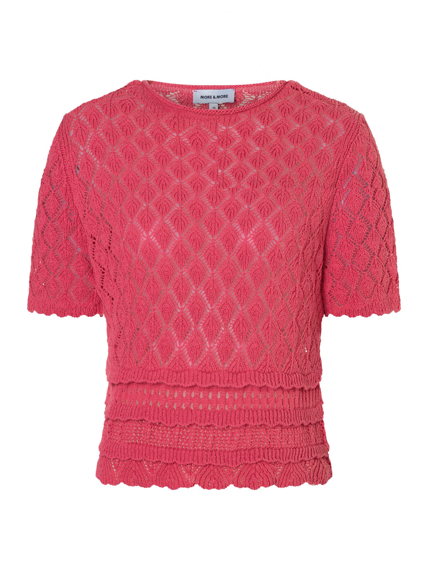 Rundhalspullover kurzer, leicht transparenter Lochstrickpullover