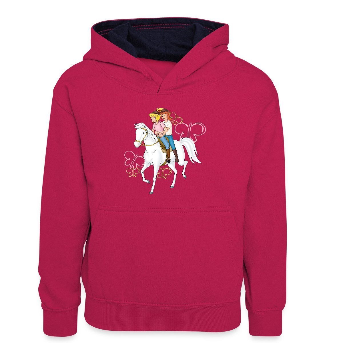 Spreadshirt Hoodie Bibi Und Tina Reiten Auf Stute Sabrina Kinder Kontrast-Hoodie (1-tlg)