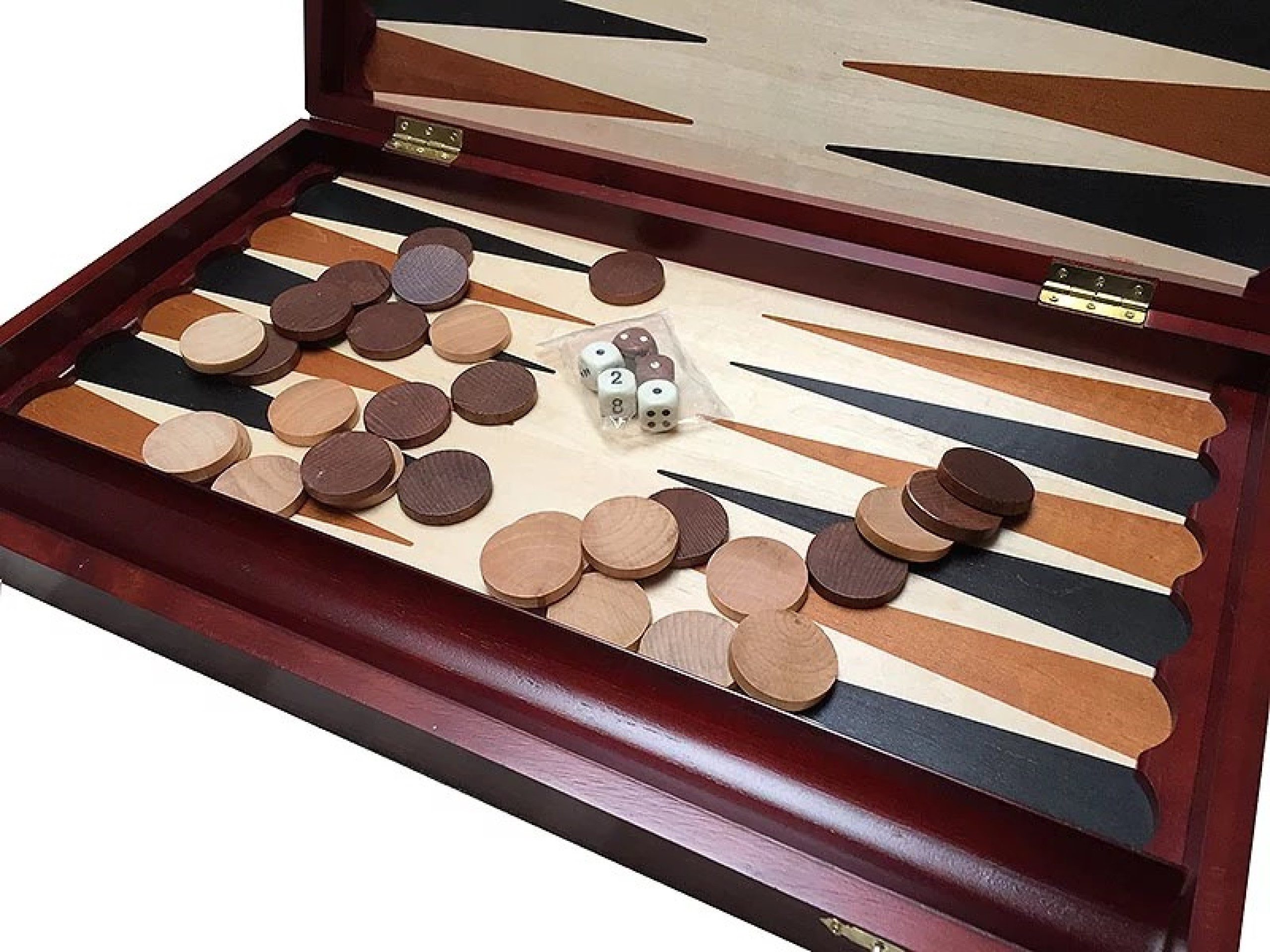 Holzprodukte Spielesammlung Edles Backgammon Tavla Brettspiel Würfelspiel groß Holz Neu SET Deluxe