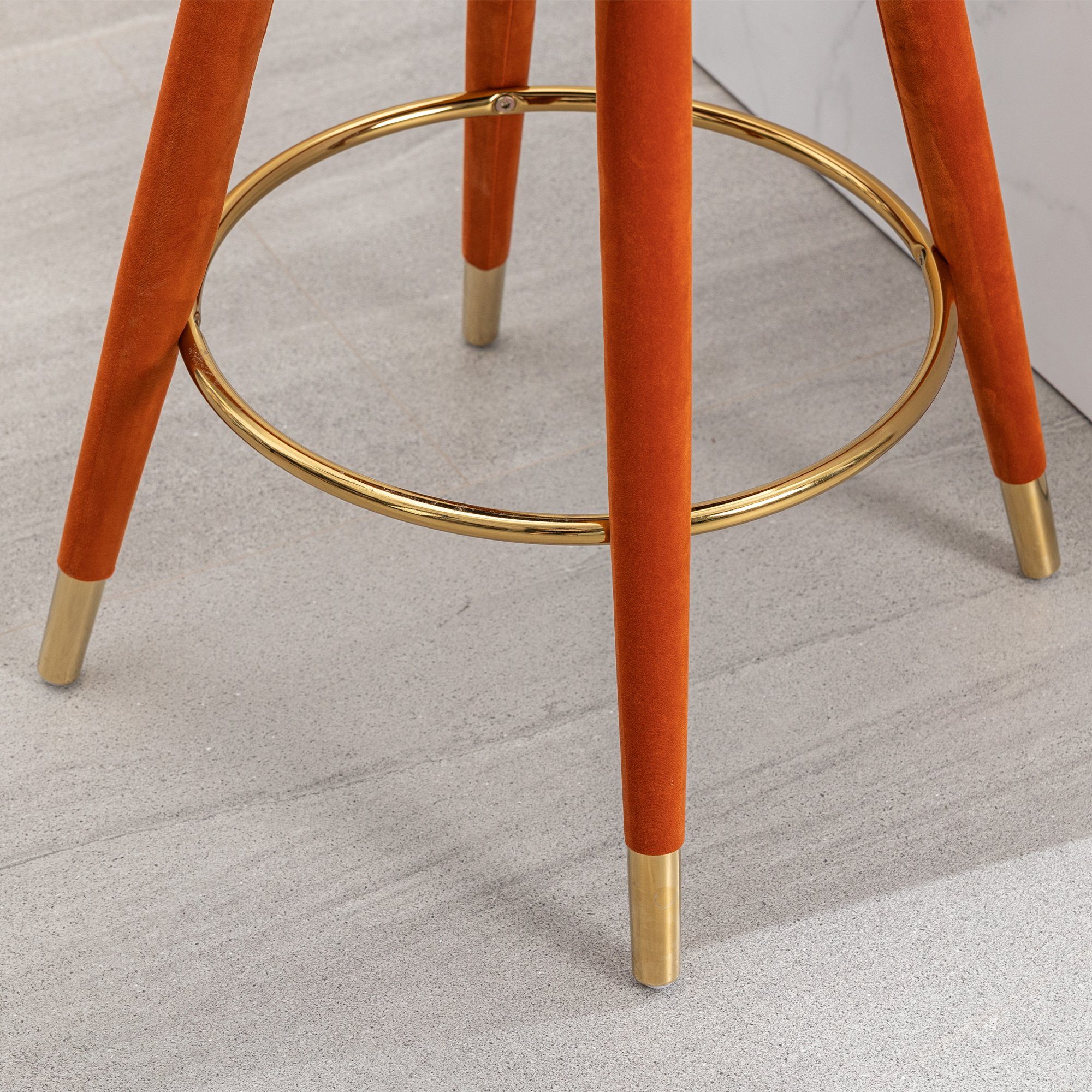 die mit (Hocker 2 Barhockern), und Holzbeinen Schwenkbarhocker Barhocker Küchentheke, orange Höhe Barstühle für Set mit Drehung Drehhocker REDOM feste 360 Tresenhocker, Grad
