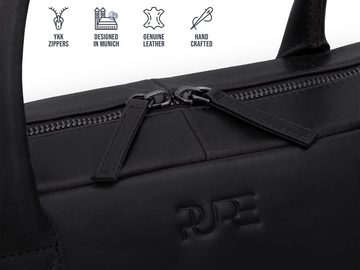 PURE Leather Studio Aktentasche Laptoptasche NAOS Cognac, Echtleder Businesstasche bis 15,6 Zoll Umhängetasche Herren