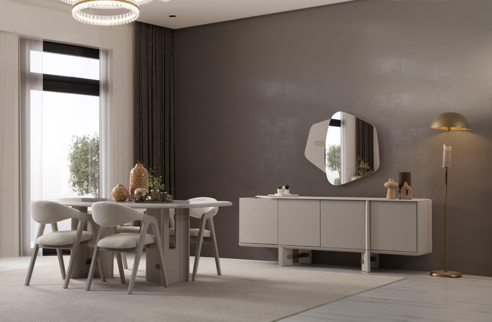 Xlmoebel Esszimmer-Set Luxuriöses Designer Tischset mit 4 Stühlen, Konsole und Spiegel, (7-St), Made in Europa