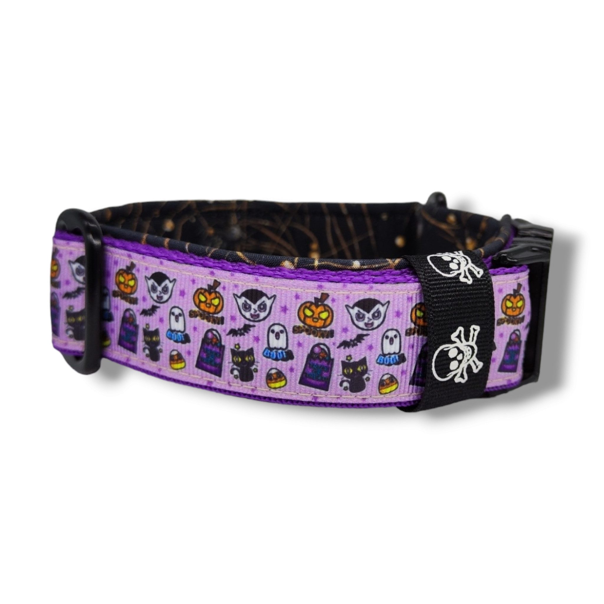 D by E Couture Hunde-Halsband "Halloween Miniatures I", gepolstert, verstellbar, 30mm breit, Handmade