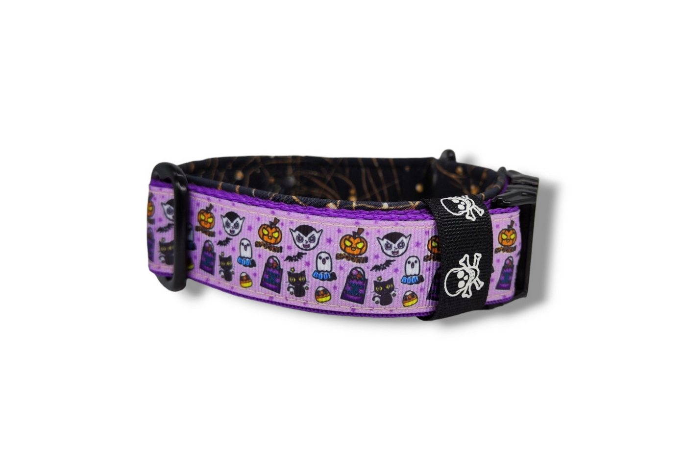 Thumbnail - D by E Couture Hunde-Halsband "Halloween Miniatures I", gepolstert, verstellbar, 30mm breit, Handmade