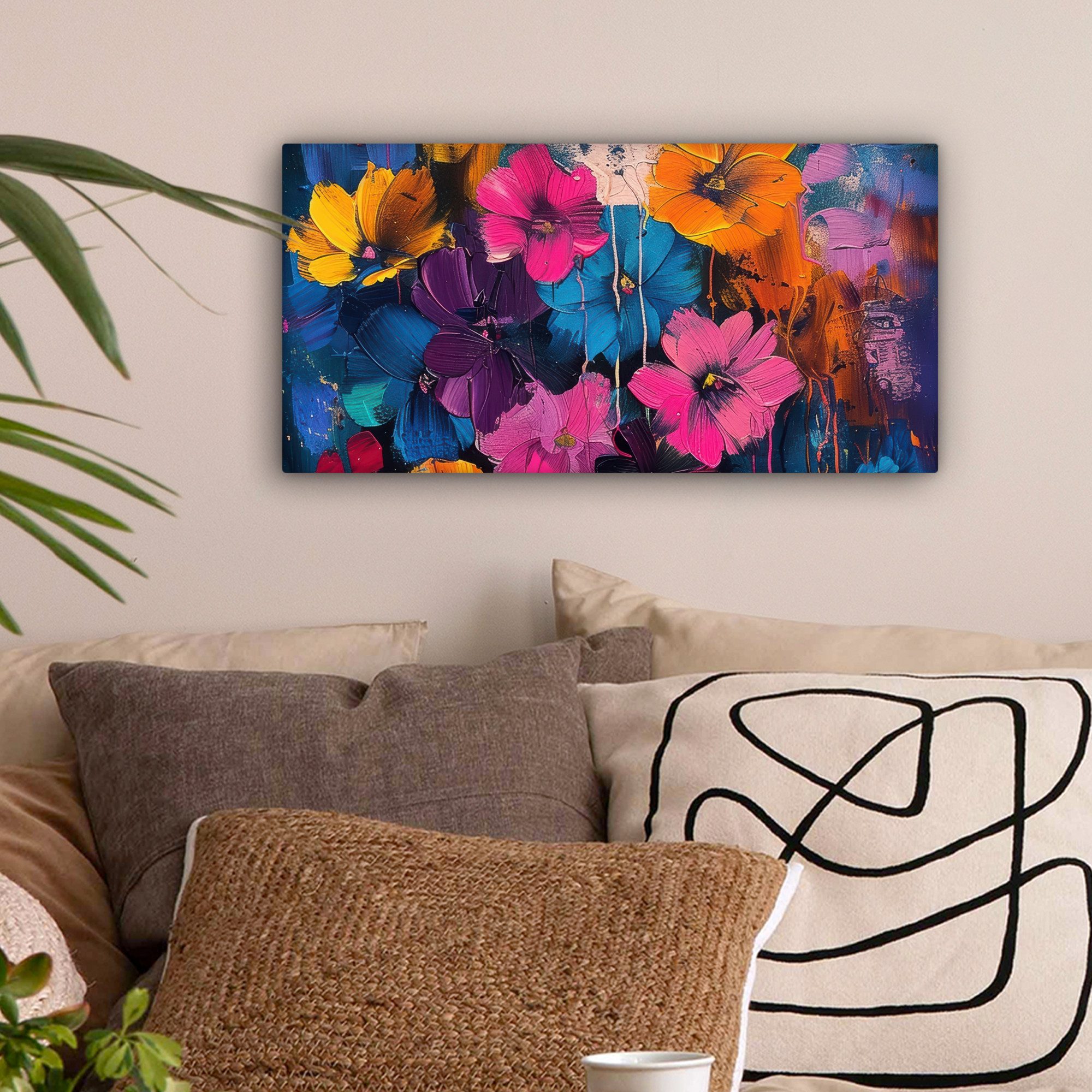 OneMillionCanvasses® Leinwandbild Panorama Blumen - Bunt günstig online kaufen