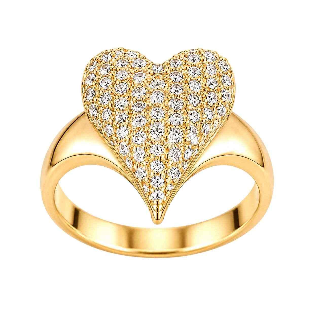 Taffstyle Fingerring Damen Ring Herz mit Kristallen Edelstahl Herzring Schmuck Fingerring (Damenring mit funkelnden Zirkonia Steinen romantisches Herz Design), Verlobungsring oder perfektes Geschenk für Damen