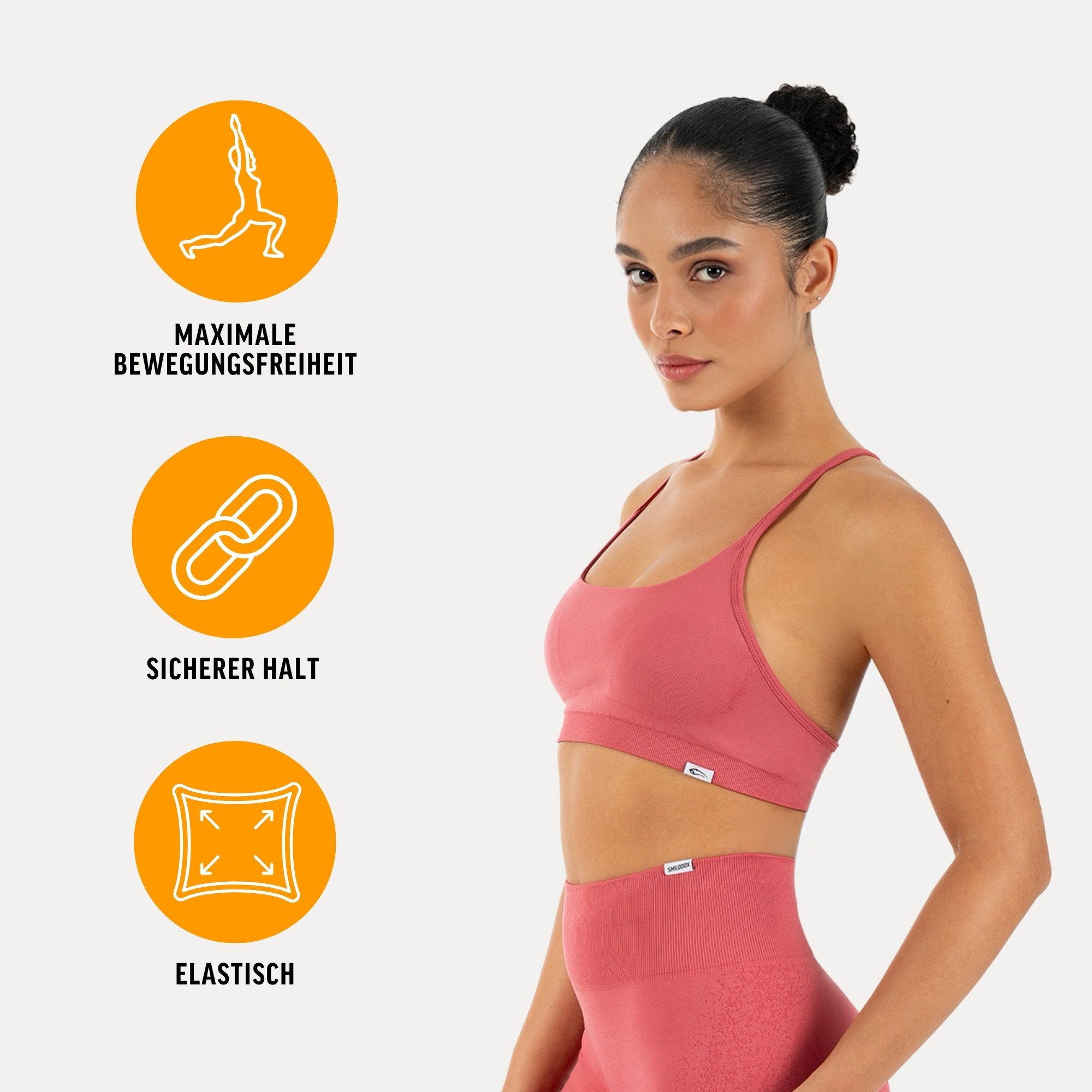Smilodox Sport-BH Timea, Bustier Damen, Shaped Fit, Fitness Bra, Gym & Freizeit Racerback, Rippbund, elastisch, weiches Material, Stretch