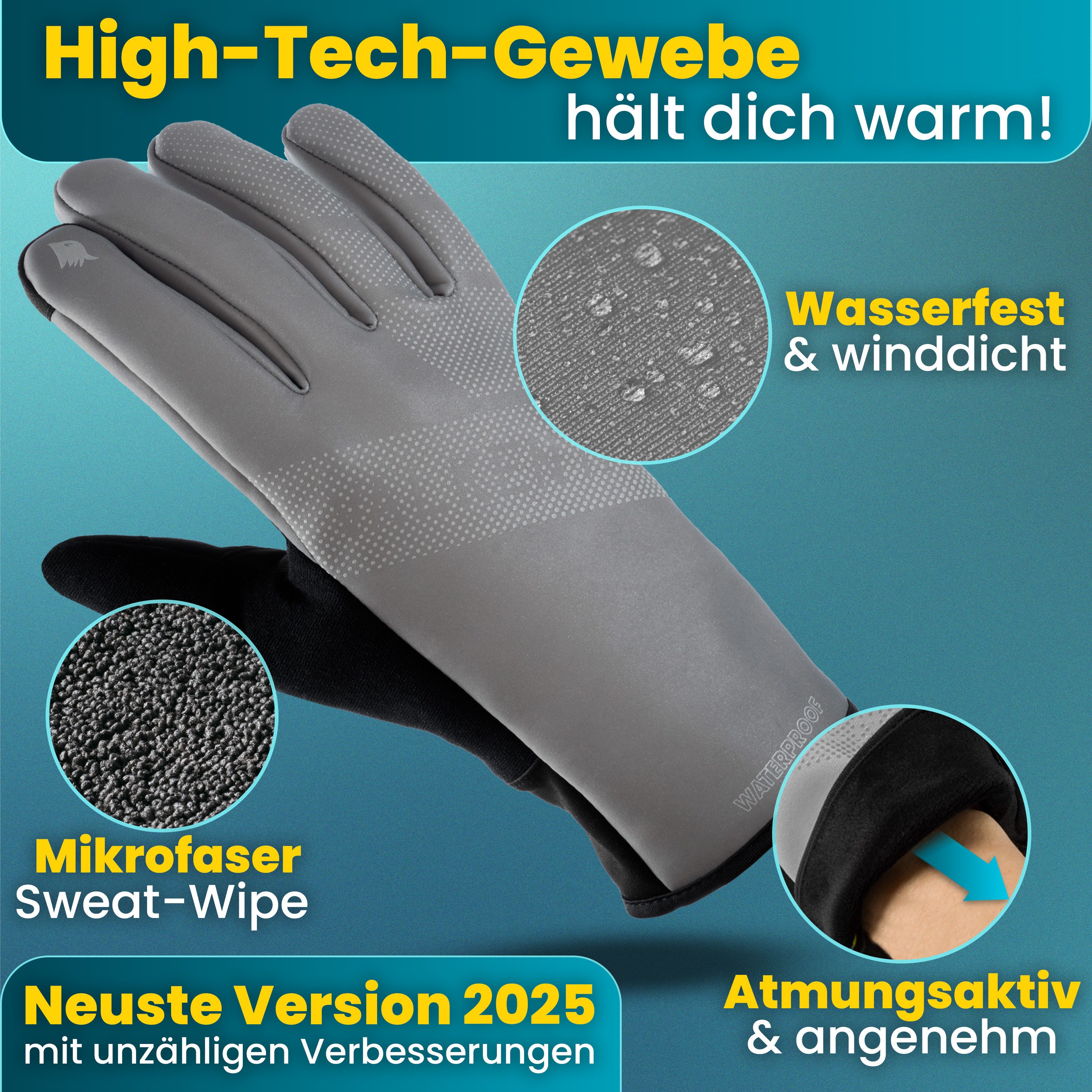 Valkental Fahrradhandschuhe Winterhandschuhe & Übergangshandschuhe mit Touchscreen Funktion atmungsaktiv, winddicht & wasserdicht – Bild 3 von 5
