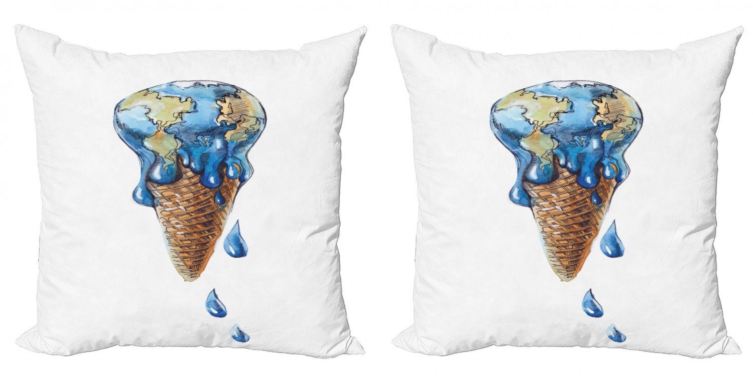 Kissenbezüge Modern Accent Doppelseitiger Stück), Globe Earth Abakuhaus Flavor Digitaldruck, (2 Eis Planet