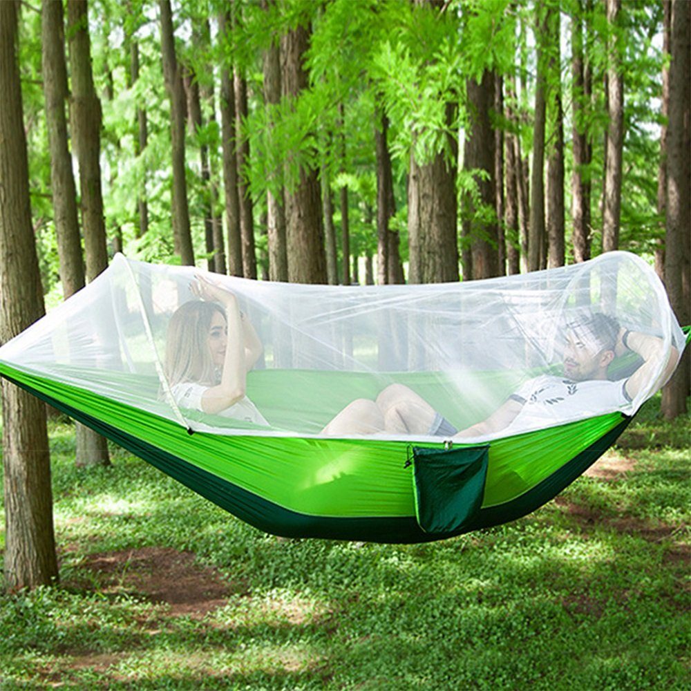 Pinoyden Hängematte Hängematte mit Moskitonetz Outdoor Camping Insektenschutz Sonnenliege dunkelgrün