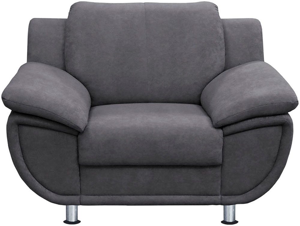 TRENDMANUFAKTUR Sessel Rondo, Breite 121 cm, breite Armlehnen, Füße chromfarben, Big-Sessel wahlweise mit Federkern, bequem