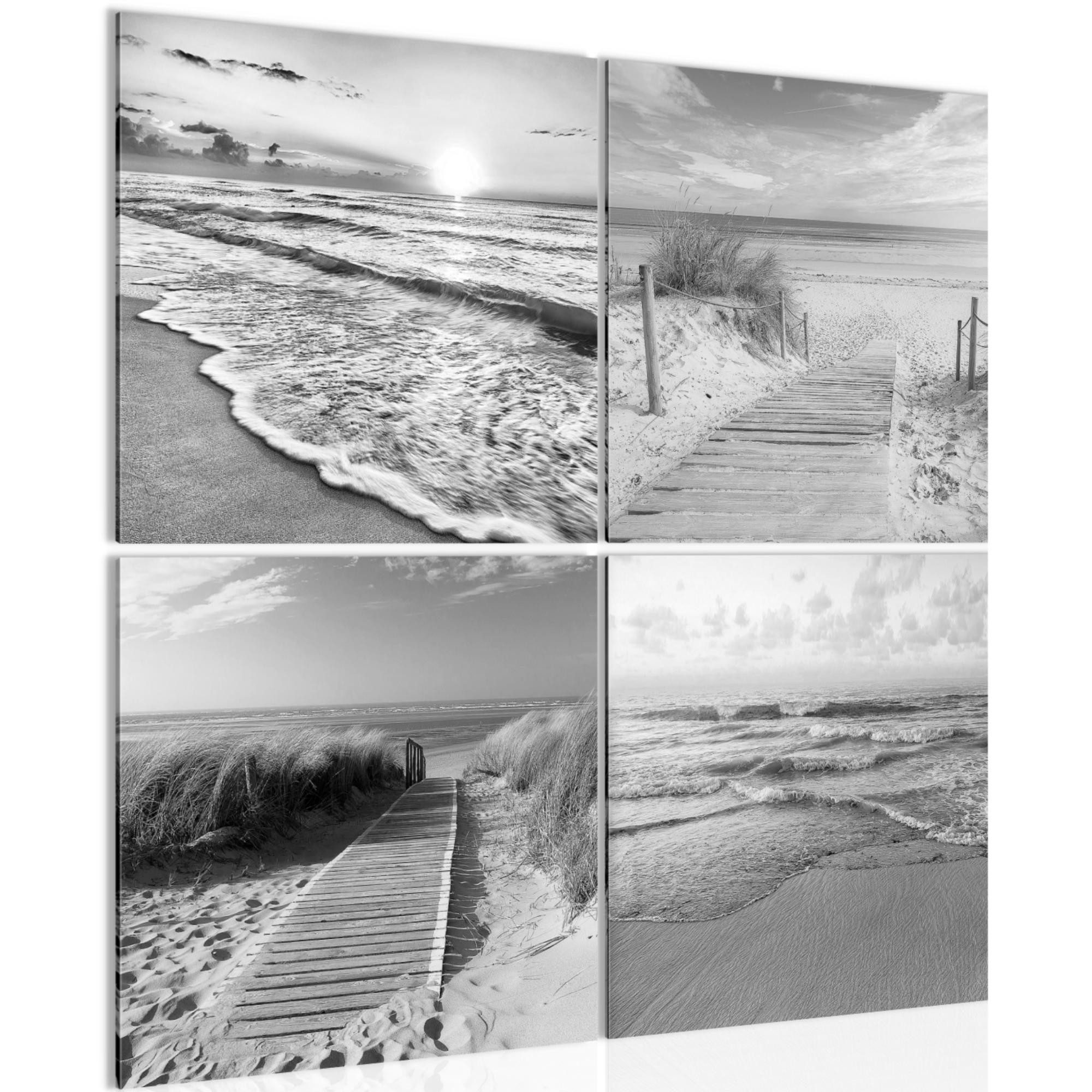Runa Art Wandbild Strand auf Vlies Leinwand Schlafzimmer 60 x 60 cm Panorama 028044c, 30 x 30 cm - 4 Bilder