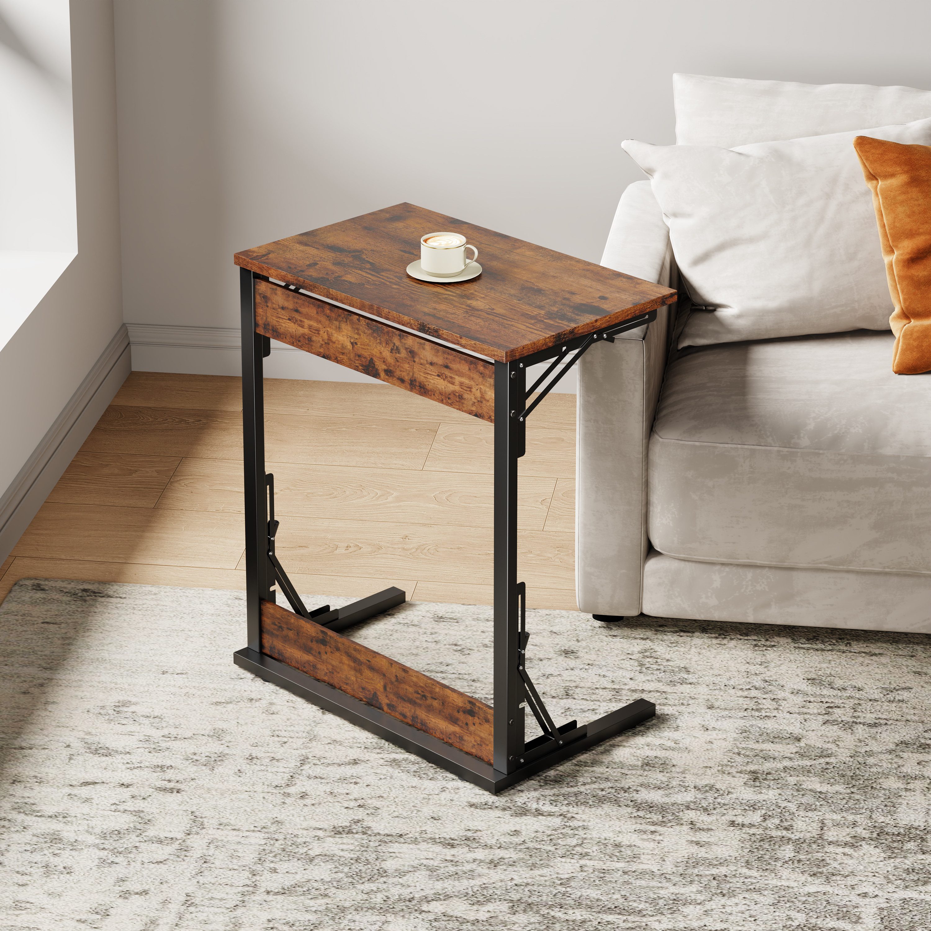 FANNOU Schreibtisch Beistelltisch mit mobiler Stehtisch verstellbare Höhe (1-St), 60 x 37 x 71 cm, für Wohnzimmer Schlafzimmer Büro