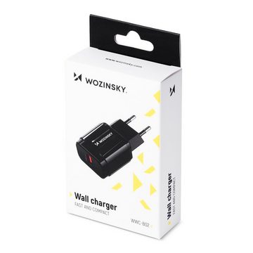 Wozinsky Wozinsky USB 3.0 Wandladegerät Handyladegerät Netzladegerät Schwarz Smartphone-Ladegerät (1-tlg)
