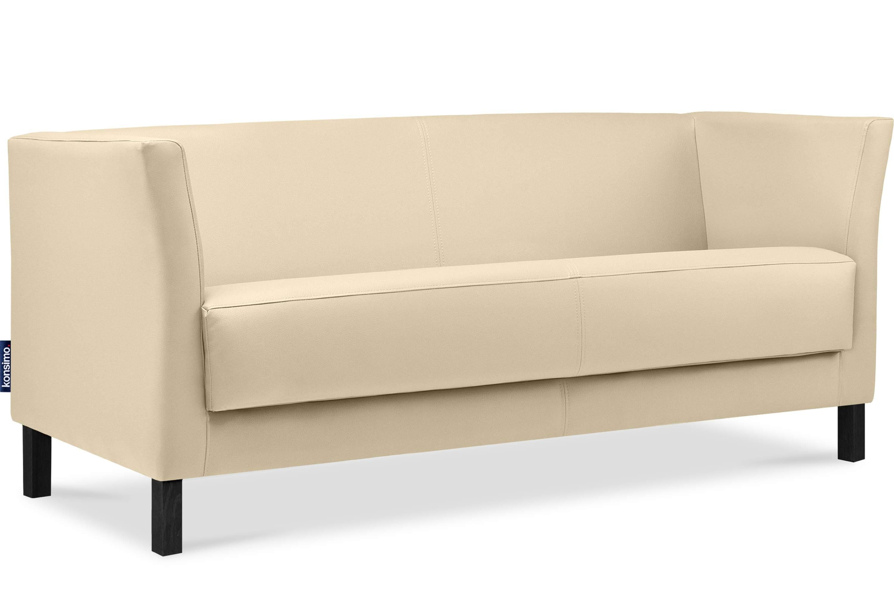 Sofa cremefarben hohe Beine, Kunstleder Konsimo Teile, Sitzfläche ESPECTO cremefarben Rückenlehne, 3 weiche | Sitzer, Sofa 1 und hohe