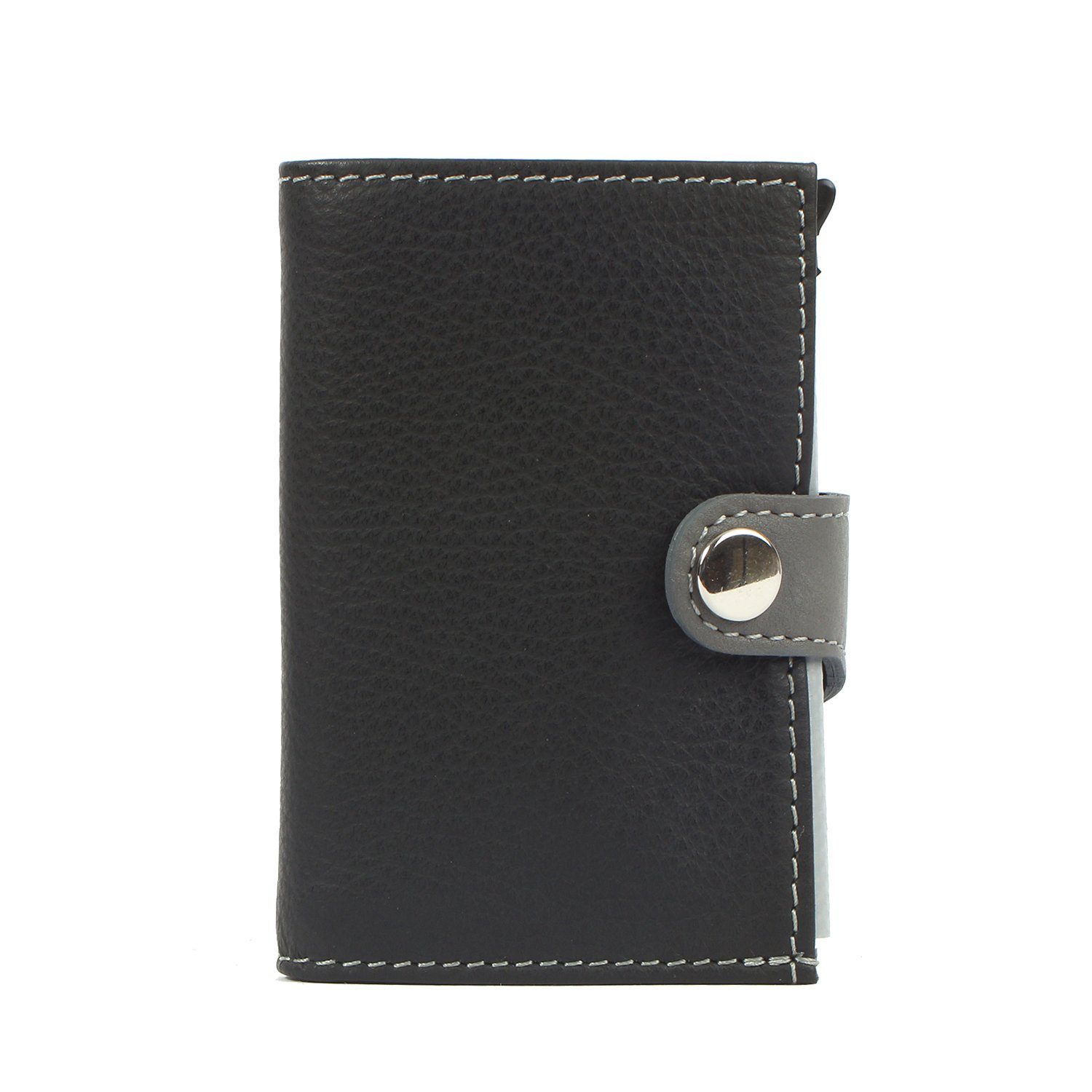 Margelisch Mini Geldbörse noonyu single leather, Kreditkartenbörse aus Upcycling Leder black | Mini-Geldbörsen