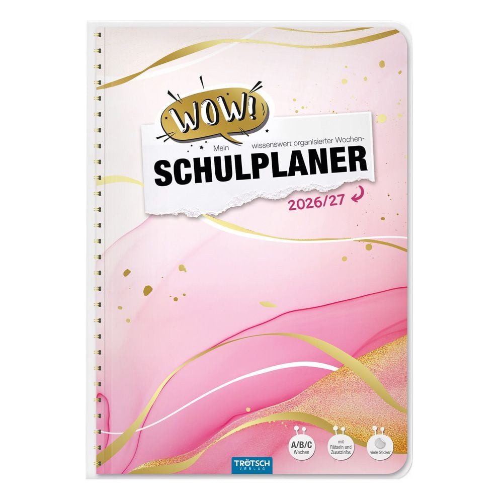 Trötsch Verlag Schulheft TRÖTSCH Schulplaner WOW! Marble 2026/27 – Spiralbindung