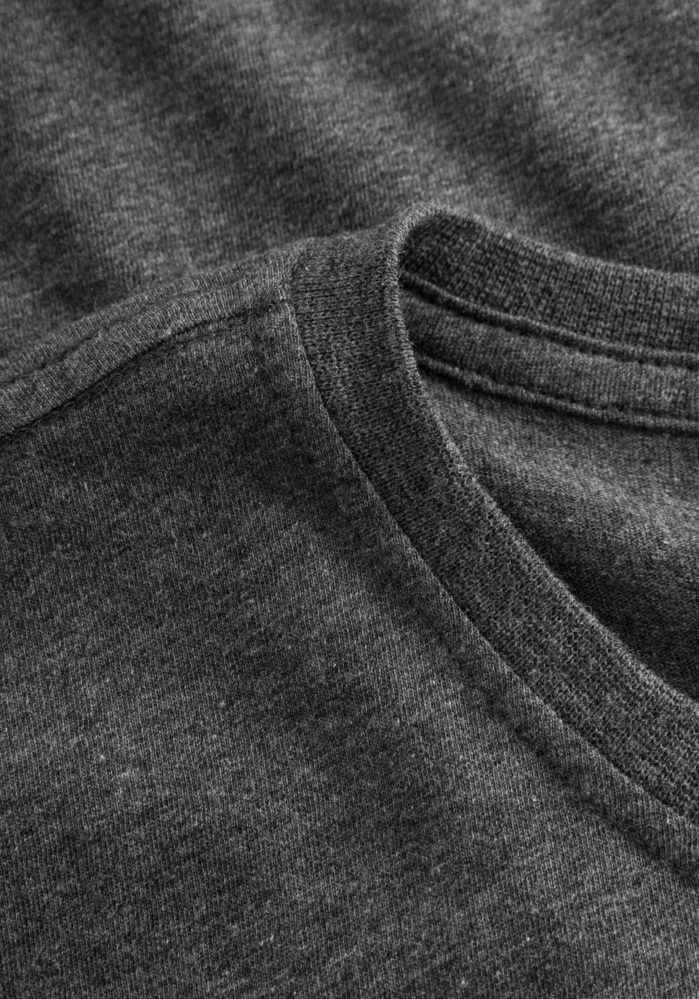 T-Shirt Grey Dark Apparel Shirt in gerader Basic Passform Melange KnowledgeCotton