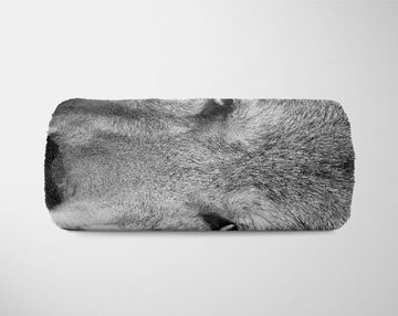 Sinus Art Handtücher Handtuch Strandhandtuch Saunatuch Kuscheldecke mit Tiermotiv grauer Wolf, Baumwolle-Polyester-Mix (1-St), Handtuch