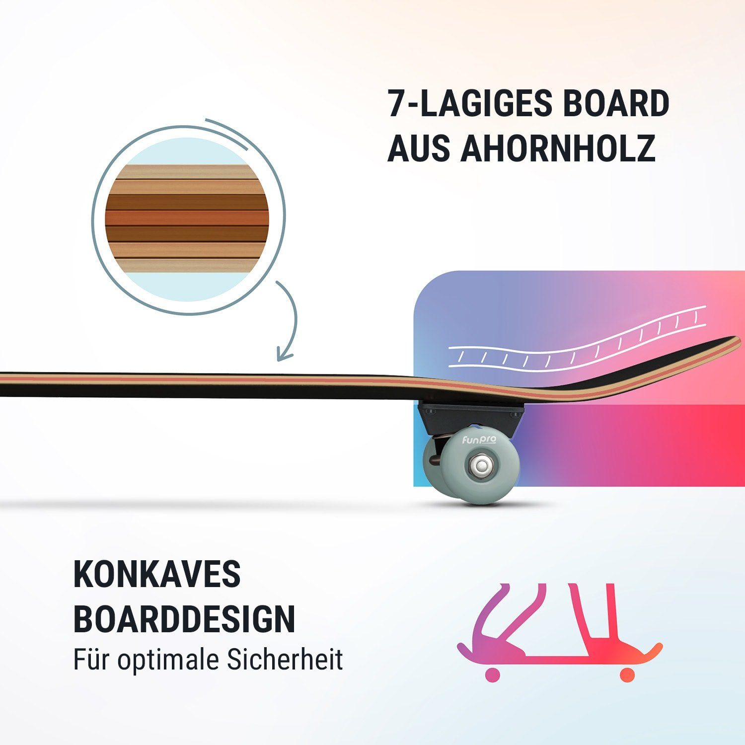 Sport Skateausrüstung fun pro Skateboard Skate 21 Skateboard Groß für Jugendliche Ahornholz coole Designs