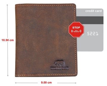 Brown Bear Geldbörse SLCP 8005 - Smart Wallet für 8 Karten mit RFID Schutz, aus Echtleder mit Slide-Out-Fach und Sichtfenster Braun Vintage