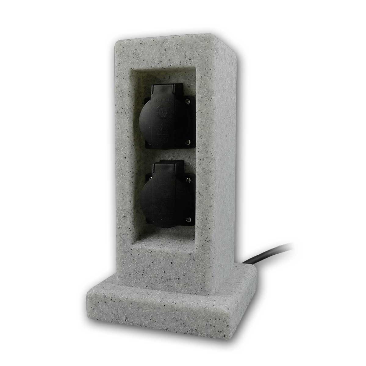 EGB Gartensteckdose Gartensteckdose 2-fach, IP44, Energiesäule, Granit