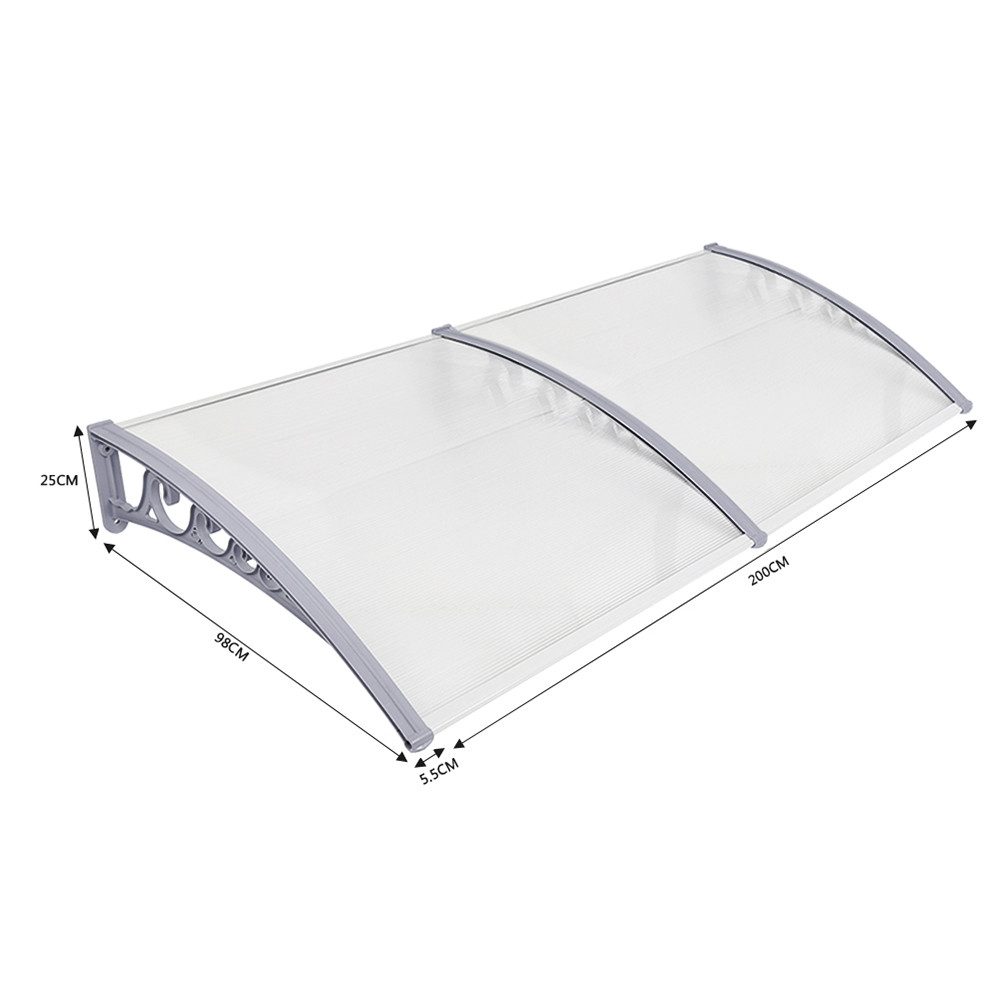 JEOBEST Vordach Anbaudach Vordächer Diverse Größen Vordach für Haustür, (Überdachung, 1 St) Vordach aus Polycarbonat und Aluminium