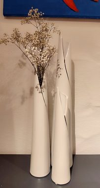 GlasArt Dekovase Blumenvase Vase Schlank weiß schlicht edel 30-50cm hoch, Wohnzimmer