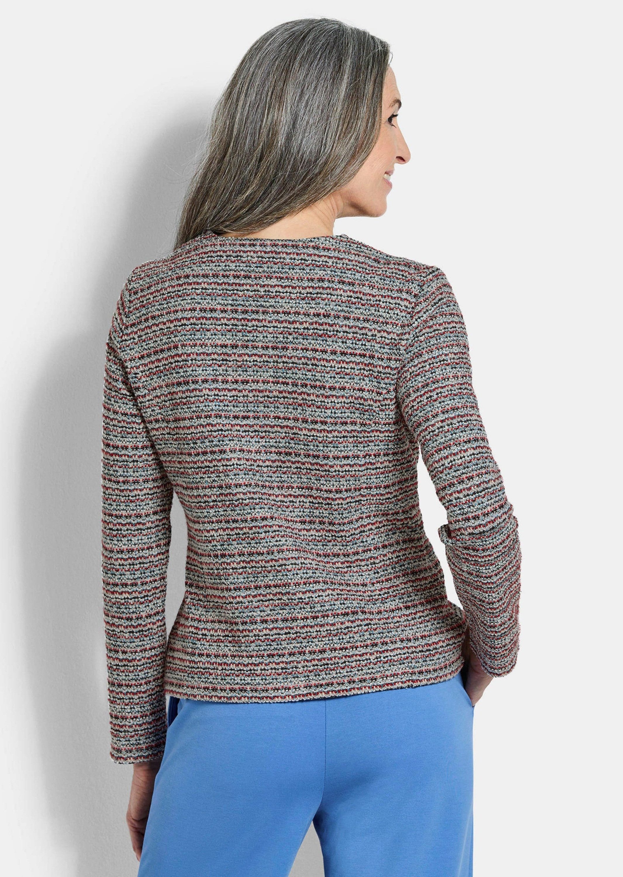 GOLDNER Jerseyblazer Jerseyblazer mit Glanzakzenten Baumwolljacke mit Rundhals, Reißverschluss, Teilungsnähten und Langarm