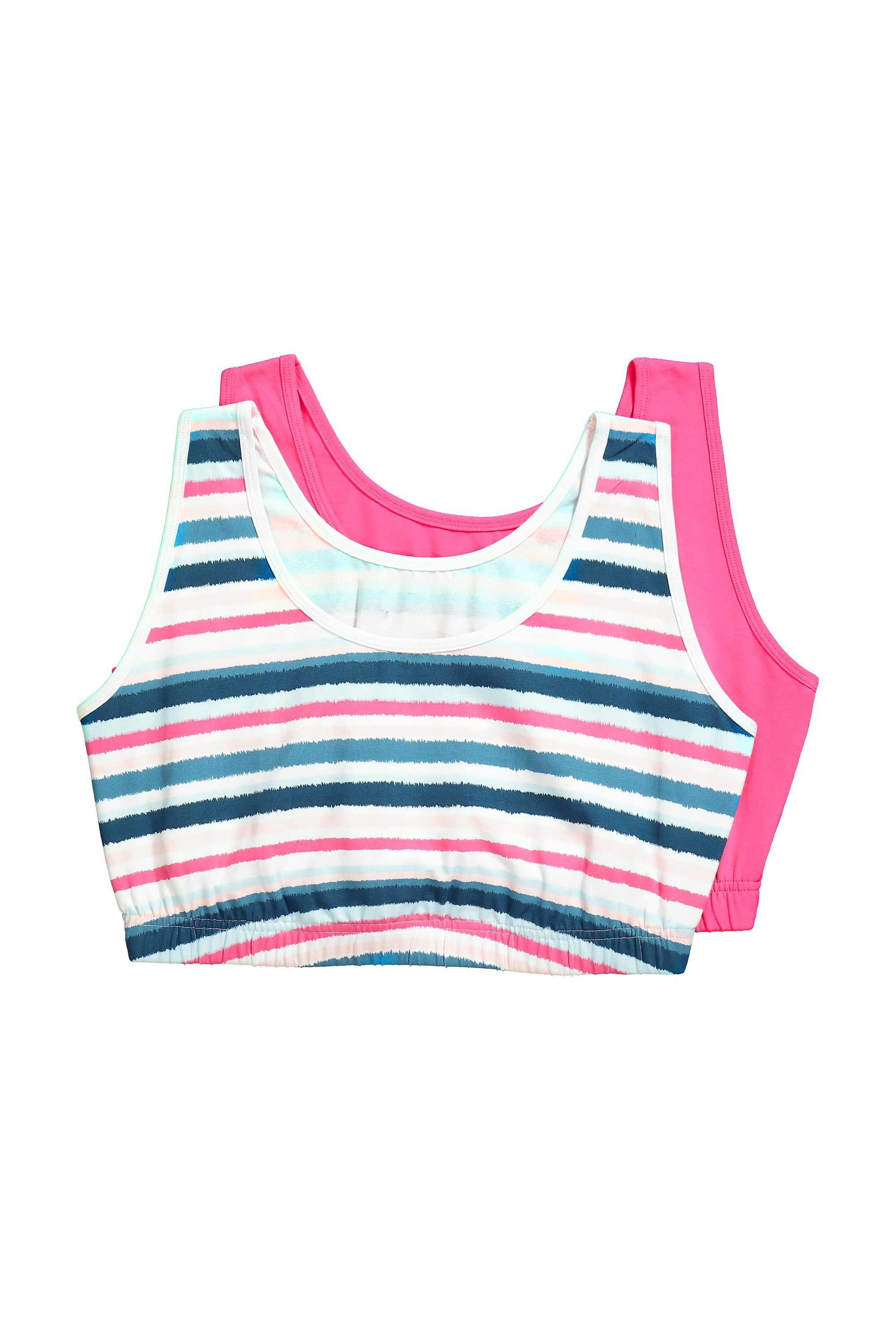 Ulla Popken Bustier Bustiers 2er-Pack Ringel/einfarbig Rundhals