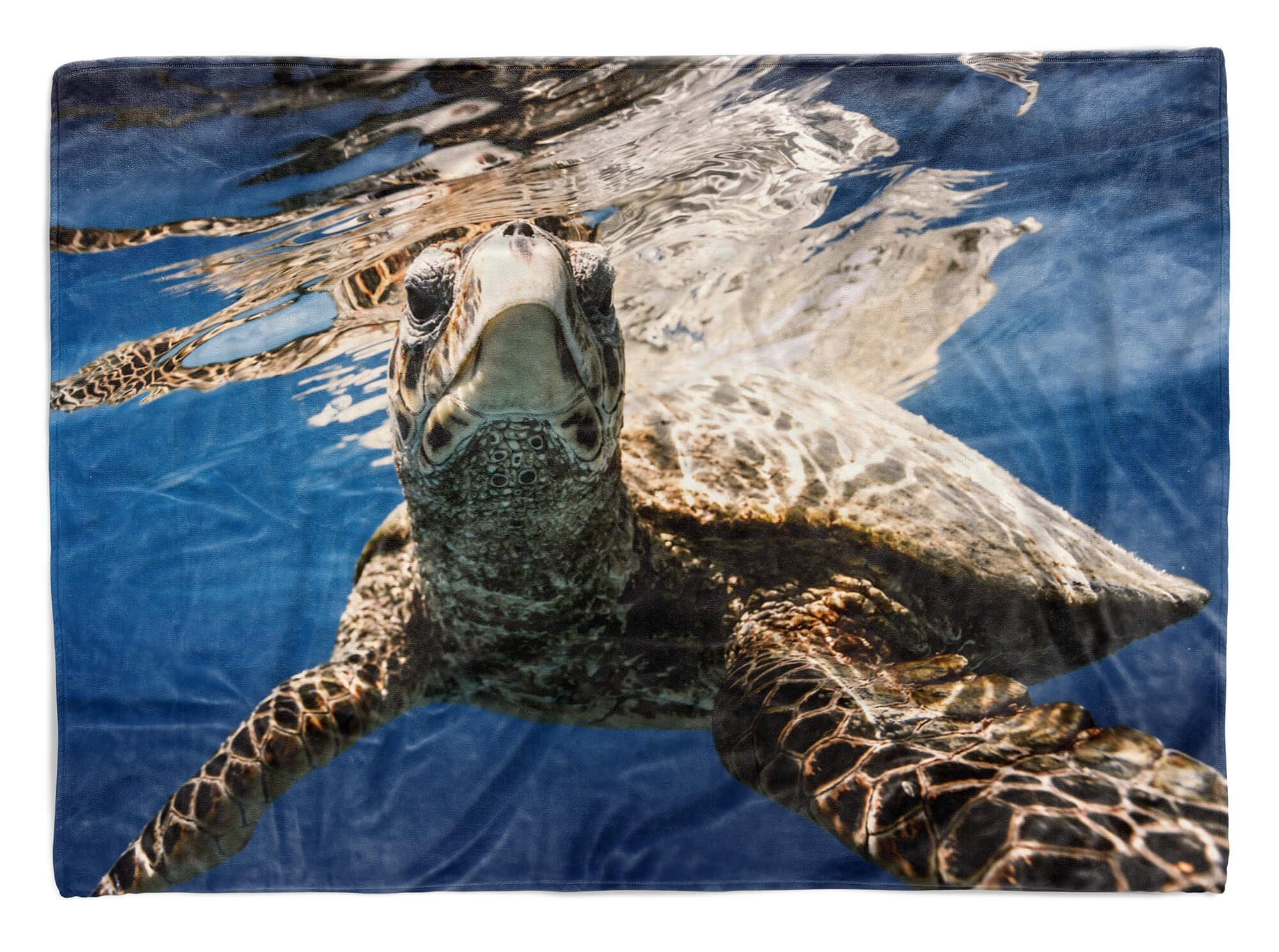 Sinus Art Handtücher Seeschildkröte Handtuch (1-St), Saunatuch Strandhandtuch Tiermotiv Baumwolle-Polyester-Mix Handtuch unt, Kuscheldecke mit