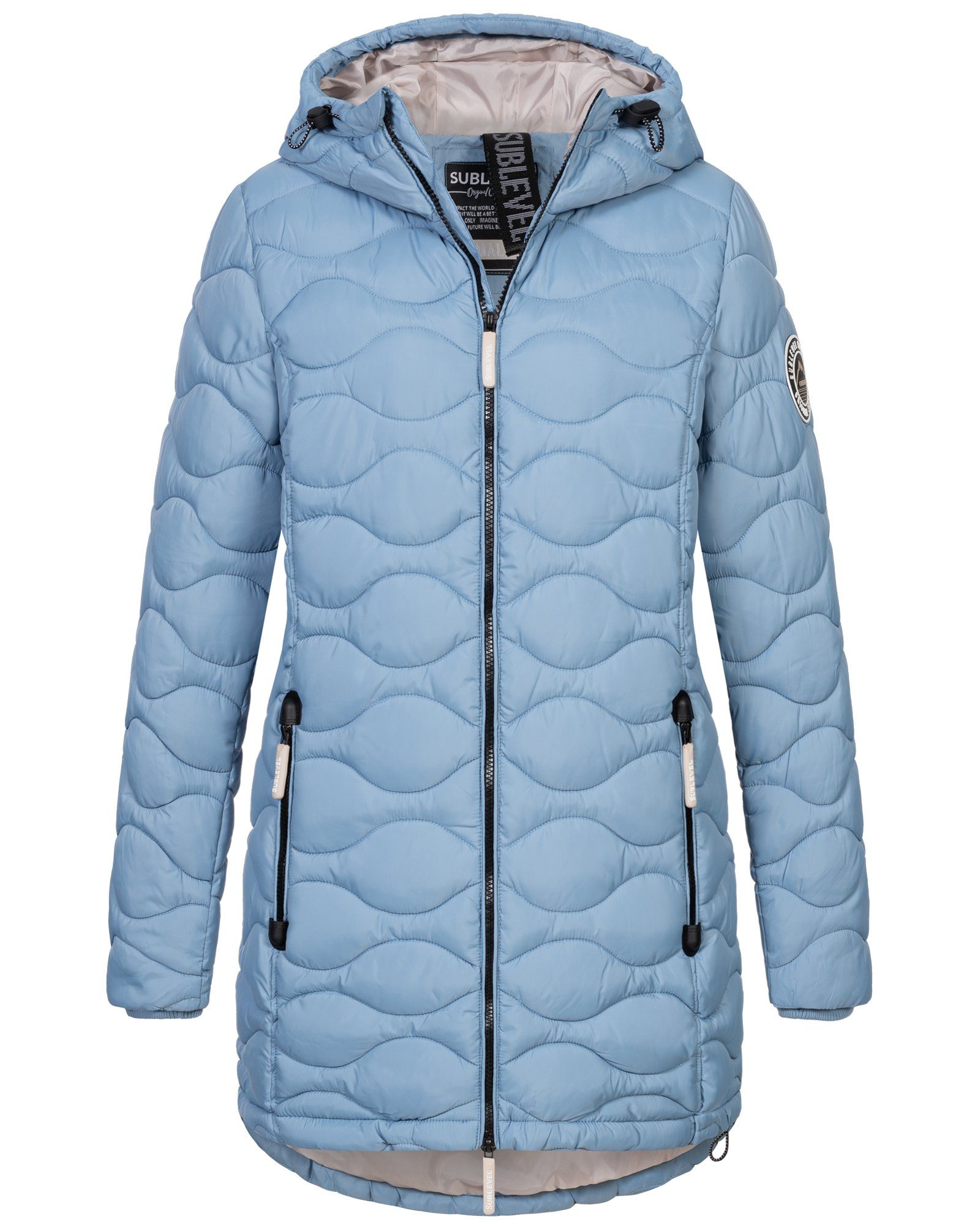 SUBLEVEL Steppjacke Damen Winter Jacke Mantel Parka Steppjacke Steppmantel Wintermantel Blau