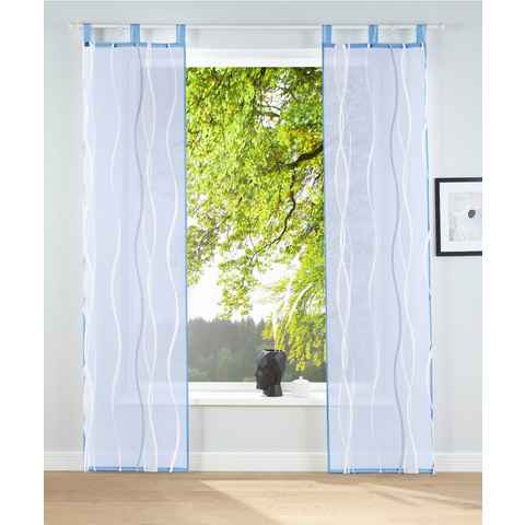 Schiebegardine Dimona, my home, Schlaufen (2 St), transparent, Voile, 2er-Set, Fertiggardine, inkl. Beschwerungsstange, Wellen