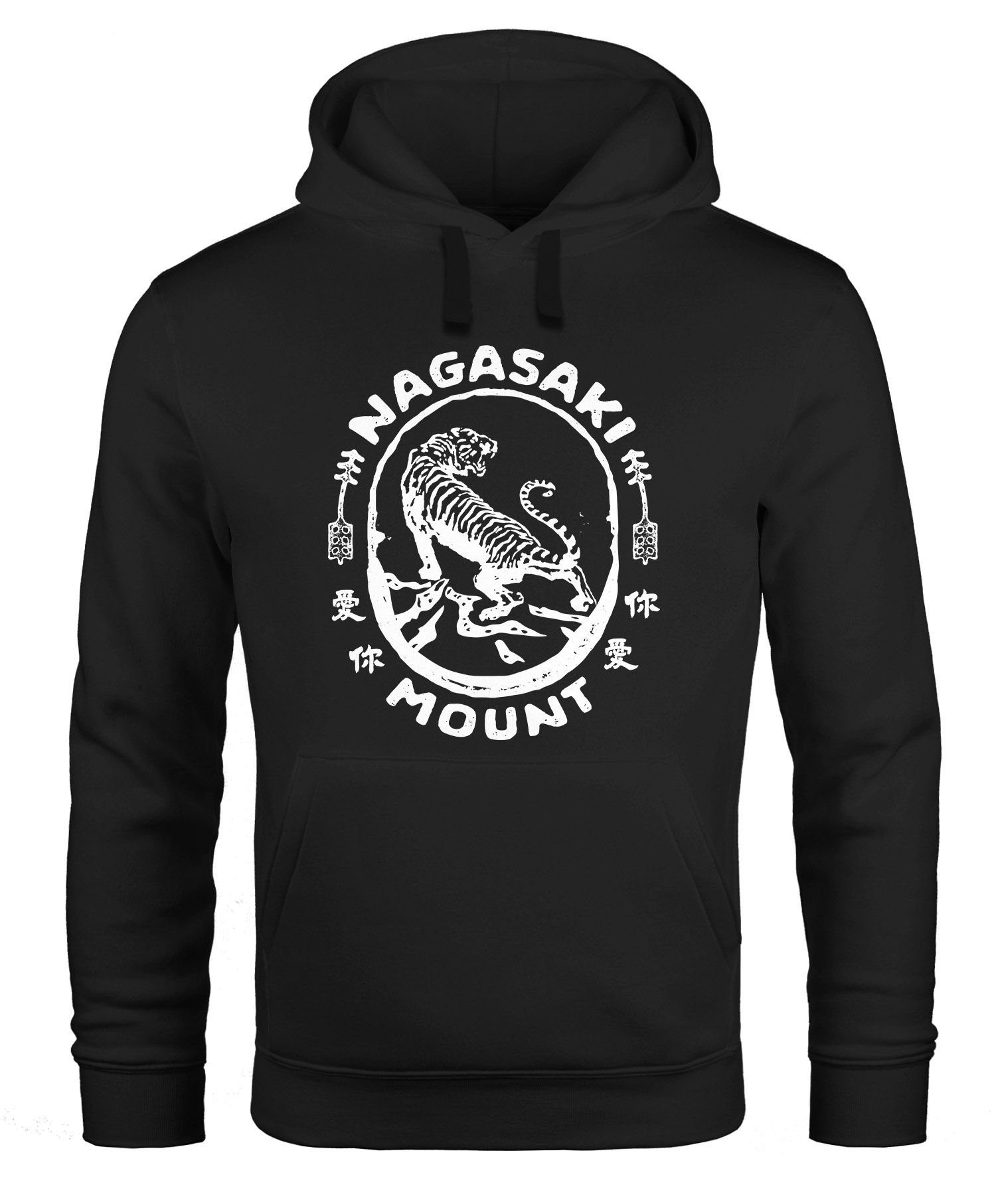 Hoodie Hoodie Herren Tiger Aufdruck Japan Schriftzeichen Nagasaki Mount Schriftzug Kapuzen-Pullover Männer Neverless®
