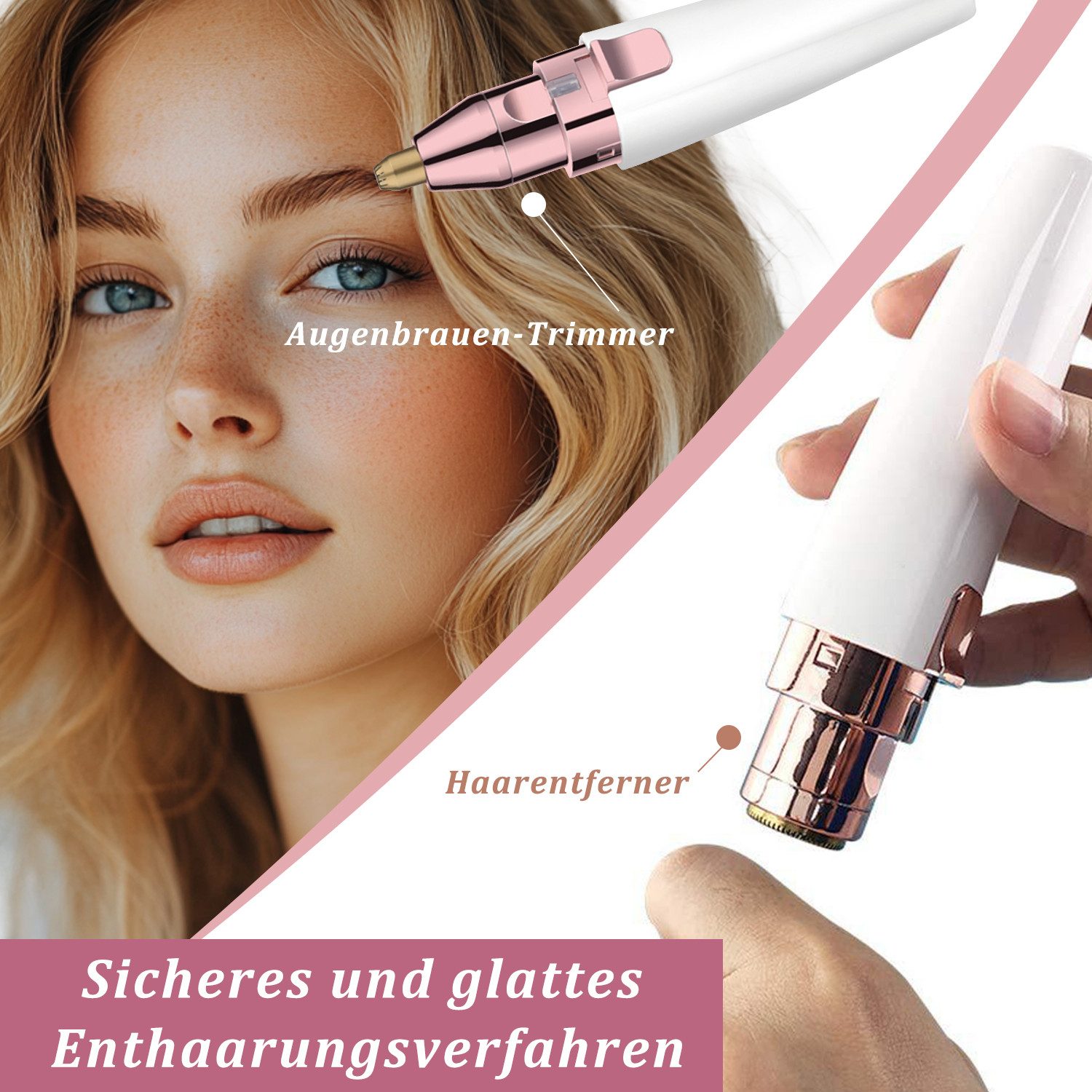 inschimmer Haarentferner-Set 2IN1 USB Augenbrauenrasierer Elektrisch Gesichtshaarentferner Frauen – Bild 2 von 5