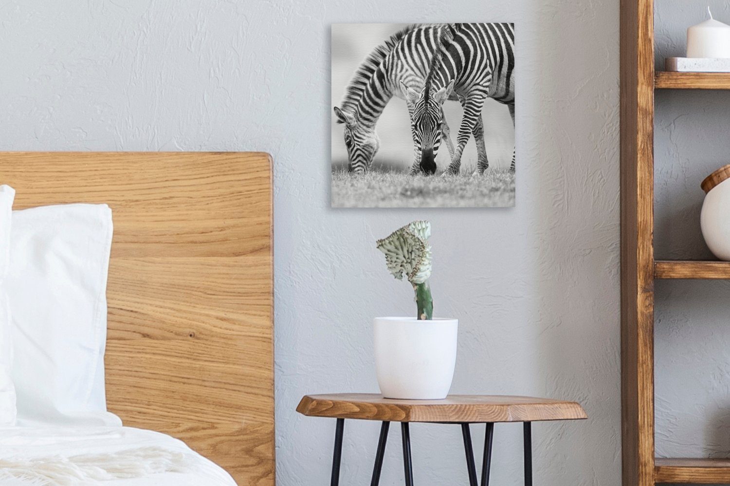 (1 für OneMillionCanvasses® Bilder St), Zebras, Leinwand Schlafzimmer Leinwandbild Weidende Wohnzimmer