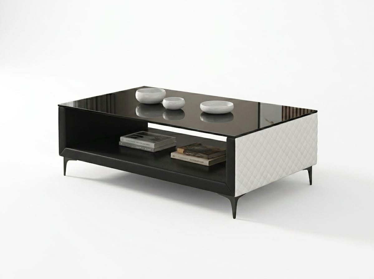 Xlmoebel Stehtisch Moderner Wohnzimmertisch aus schwarzem Kunstleder im Design, Made in Europa