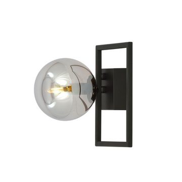 Licht-Erlebnisse Deckenleuchte EINAR, ohne Leuchtmittel, Rauchglas Metall Schwarz Graphit E14 Kugelschirm Modern