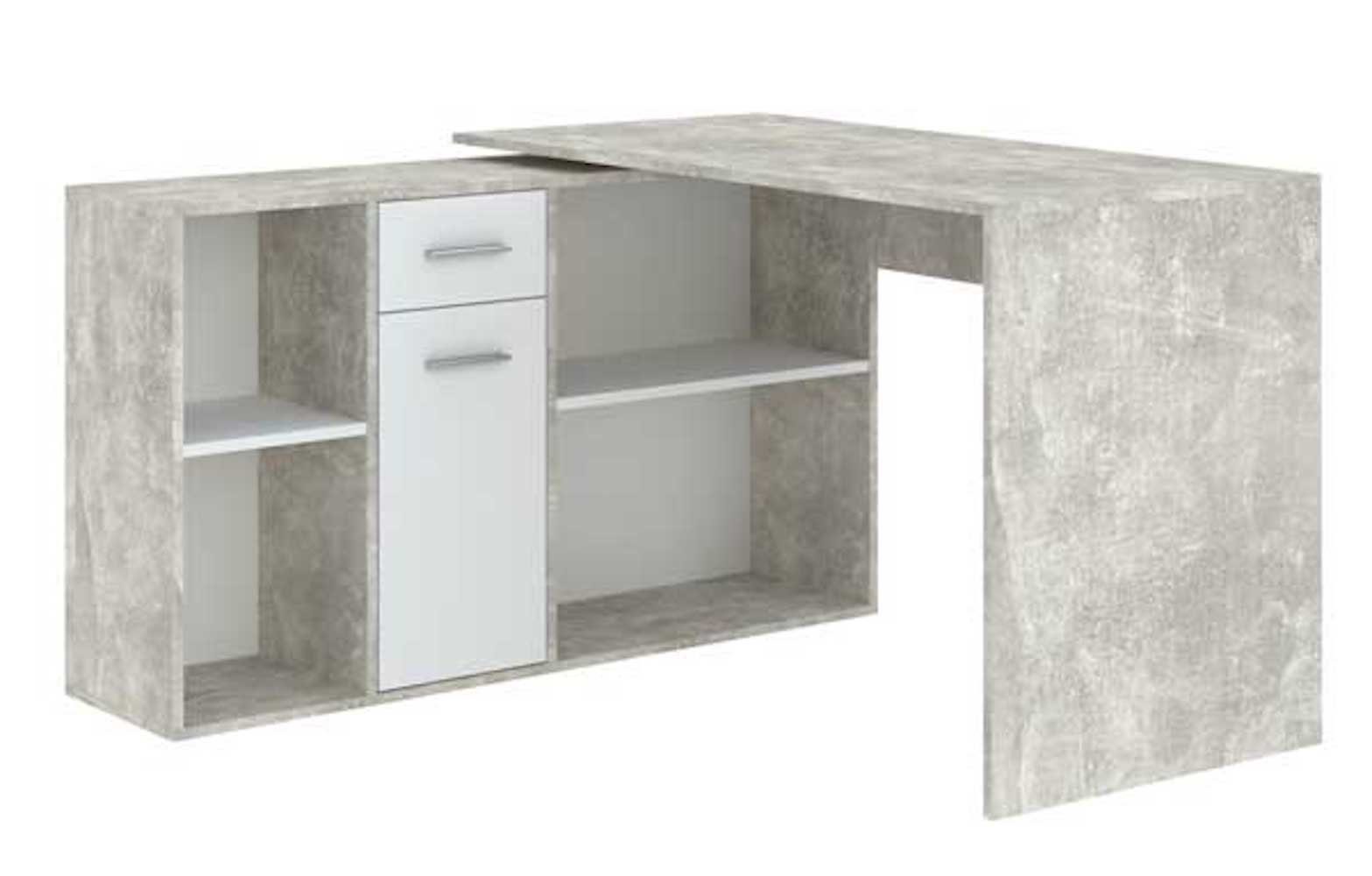Feldmann-Wohnen Schreibtisch Diego, 120x122x75cm beton / weiß